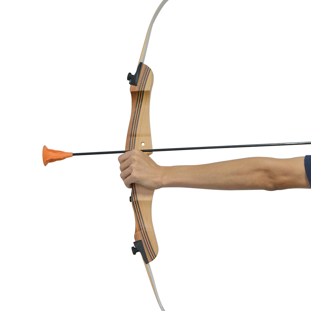 Kids Recurve Bow 20lbs Lightweight 25" Draw Length Wooden Laminated Riser with Limbs and Bowstring for Beginners Archery